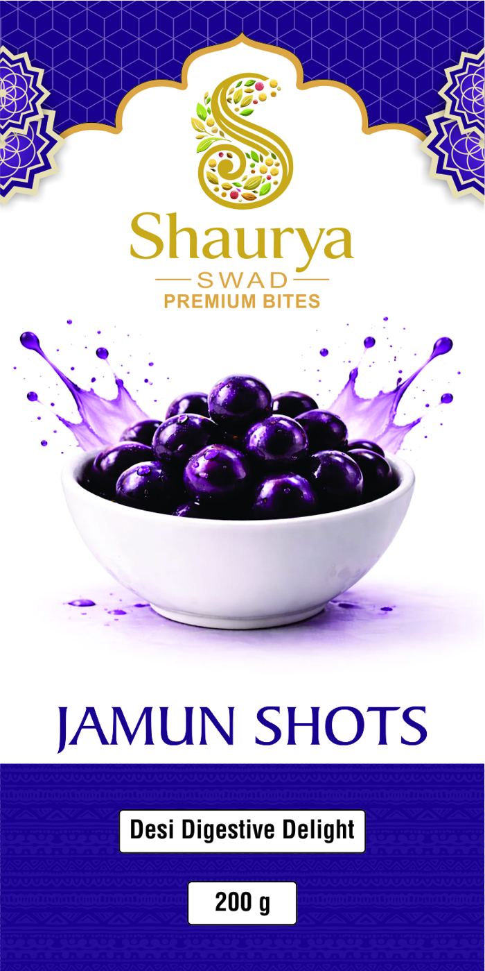Jamun Shots premium bites label, Desi Digestive Delight